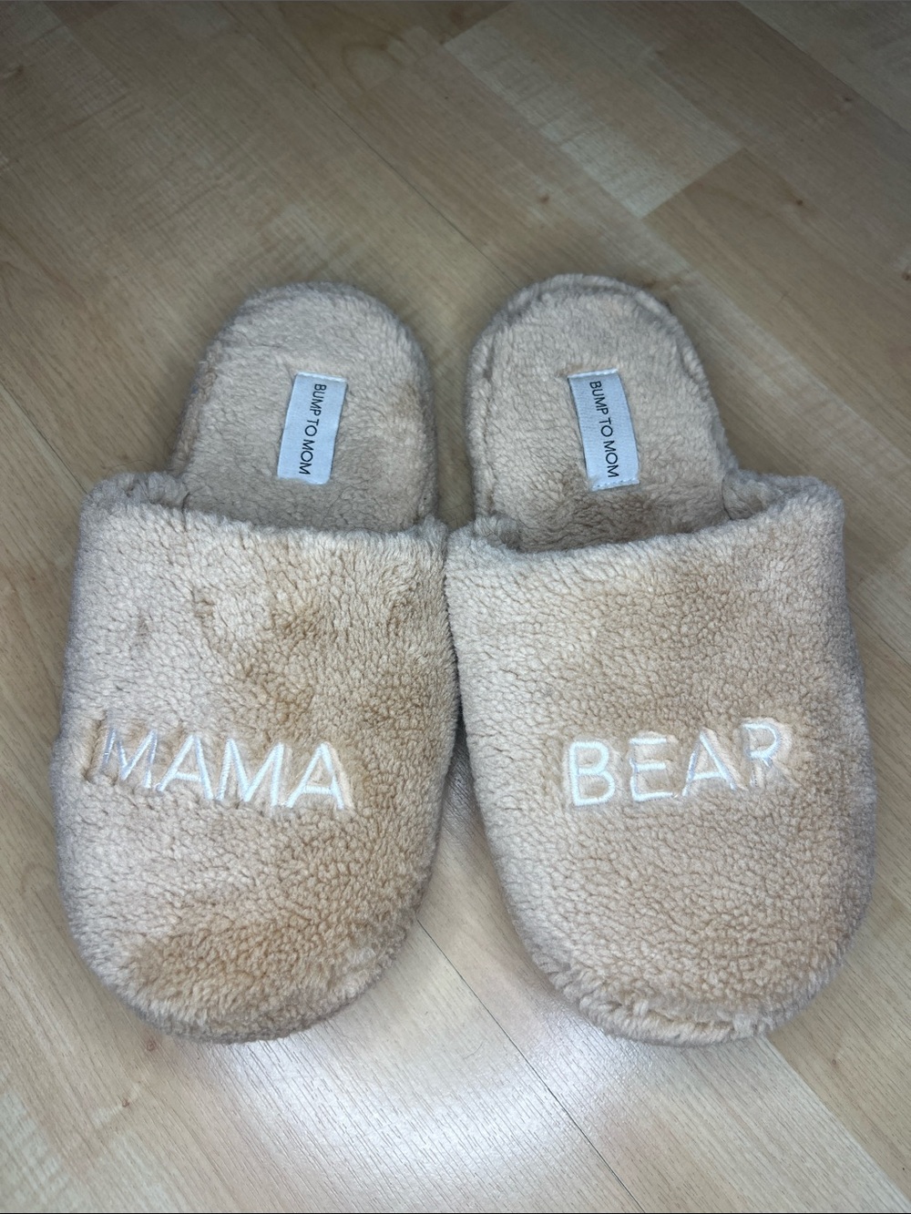 Mama Bear Plush Slippers - Tan Women’s Cozy Slippers